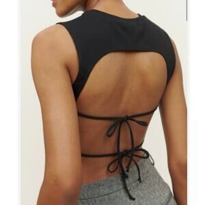Reformation Open-Back Knit Raiden Sleeveless Top in Black SZ S